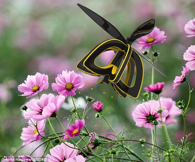 Kinh ngạc với con ong robot có thể thụ phấn cho hoa